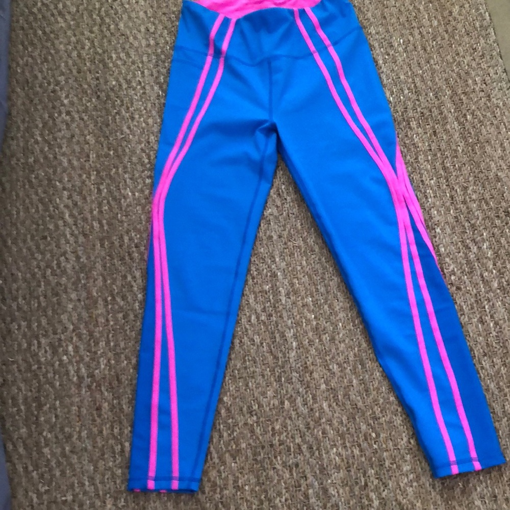NWOT Lilly Pulitzer High Rise M leggings bright blue pink stripe